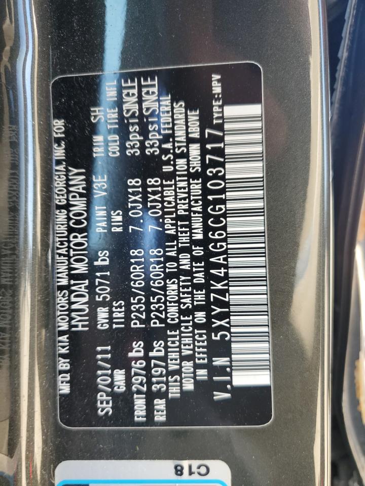 2012 Hyundai Santa Fe Limited VIN: 5XYZK4AG6CG103717 Lot: 65180475