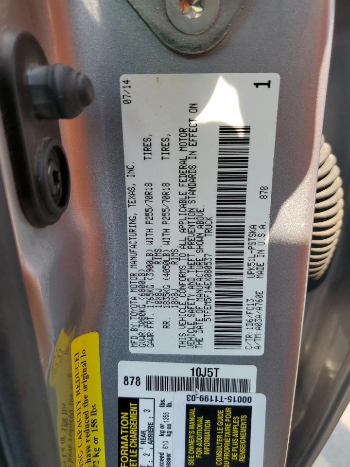 2014 Toyota Tundra Crewmax Sr5 VIN: 5TFEM5F14EX080537 Lot: 63875815