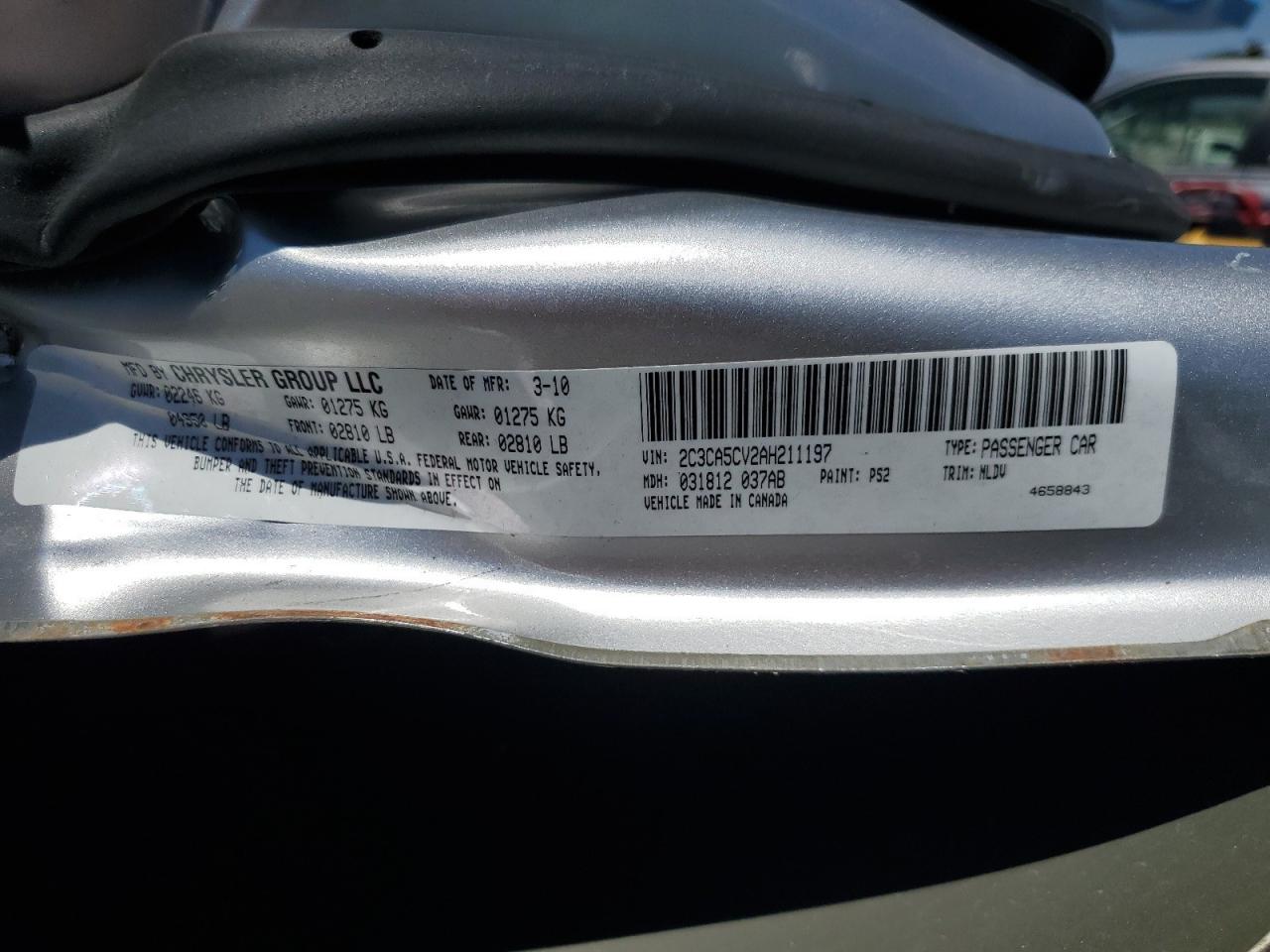 2010 Chrysler 300 Touring VIN: 2C3CA5CV2AH211197 Lot: 66504715