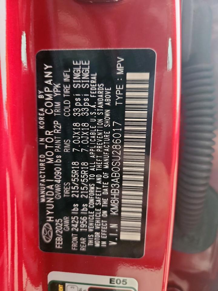 2025 Hyundai Kona Sel VIN: KM8HB3AB0SU286017 Lot: 63074755