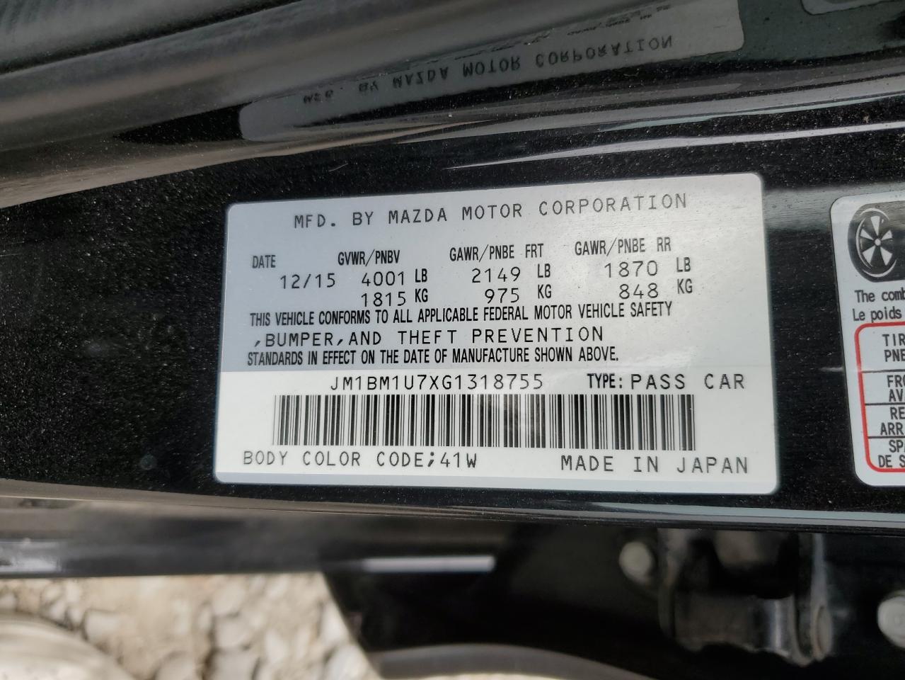 2016 Mazda 3 Sport VIN: JM1BM1U7XG1318755 Lot: 65056735