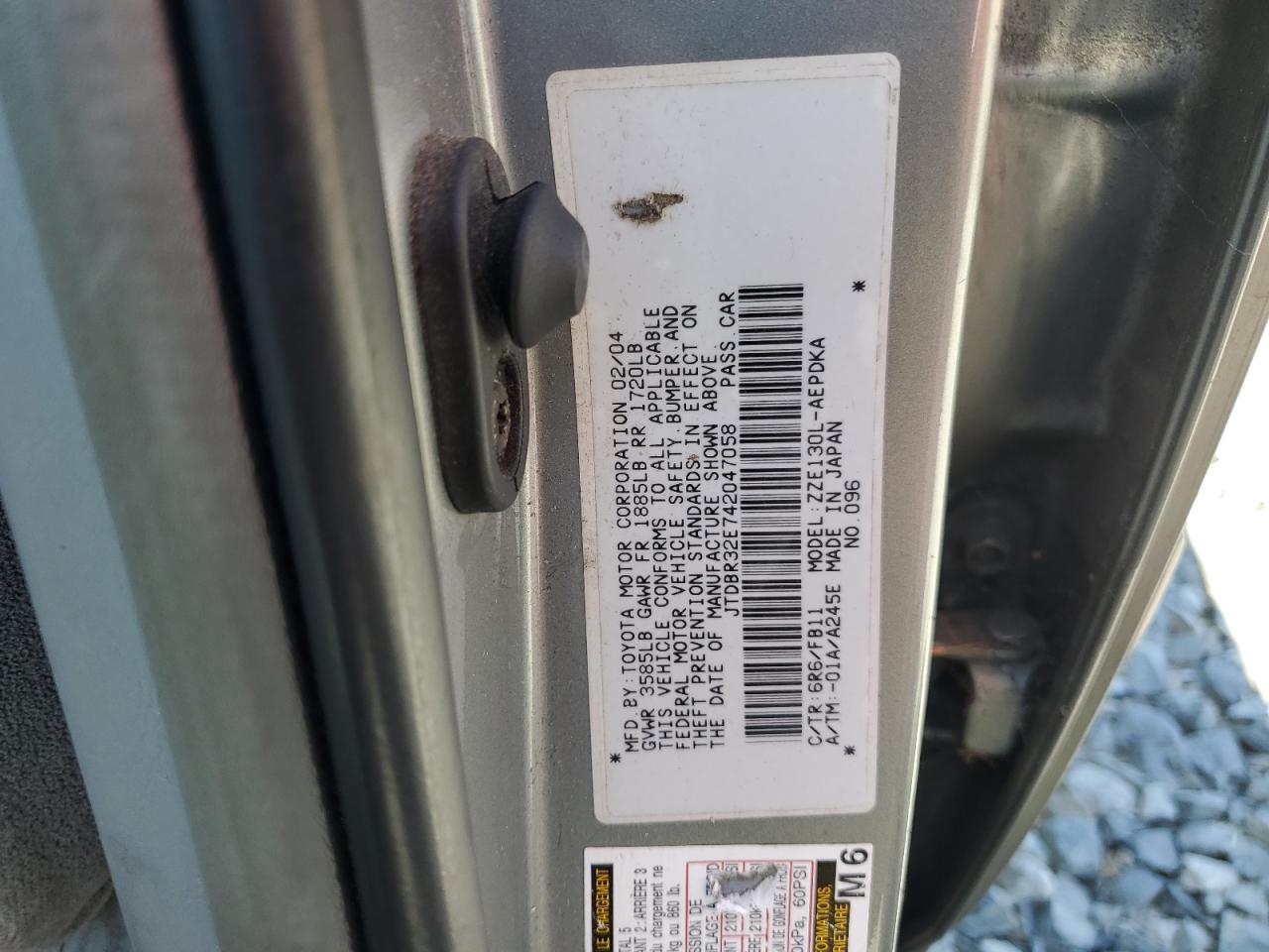 2004 Toyota Corolla Ce VIN: JTDBR32E742047058 Lot: 64902995