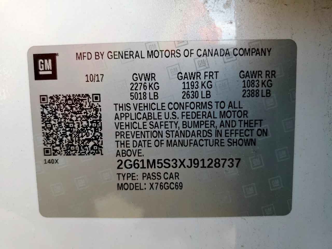 2018 Cadillac Xts Luxury VIN: 2G61M5S3XJ9128737 Lot: 64299135