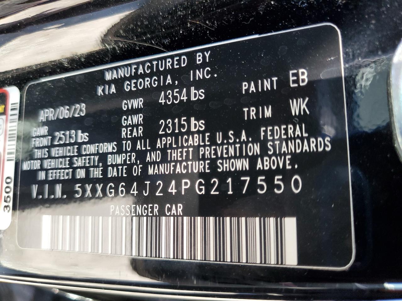 2023 Kia K5 Gt Line VIN: 5XXG64J24PG217550 Lot: 64519275