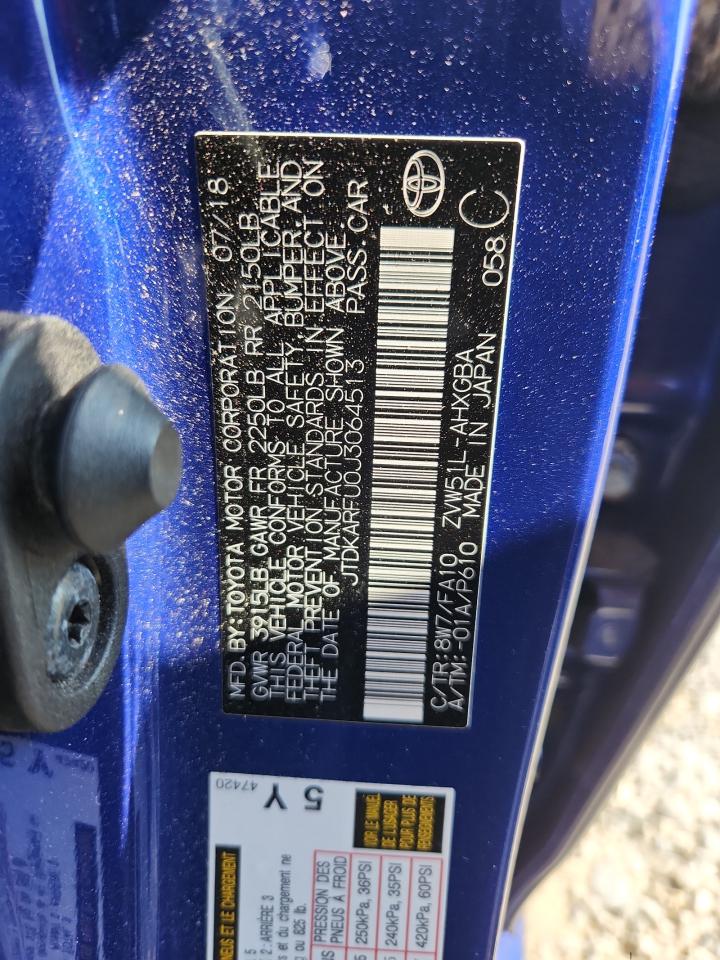 2018 Toyota Prius VIN: JTDKARFU0J3064513 Lot: 63831725