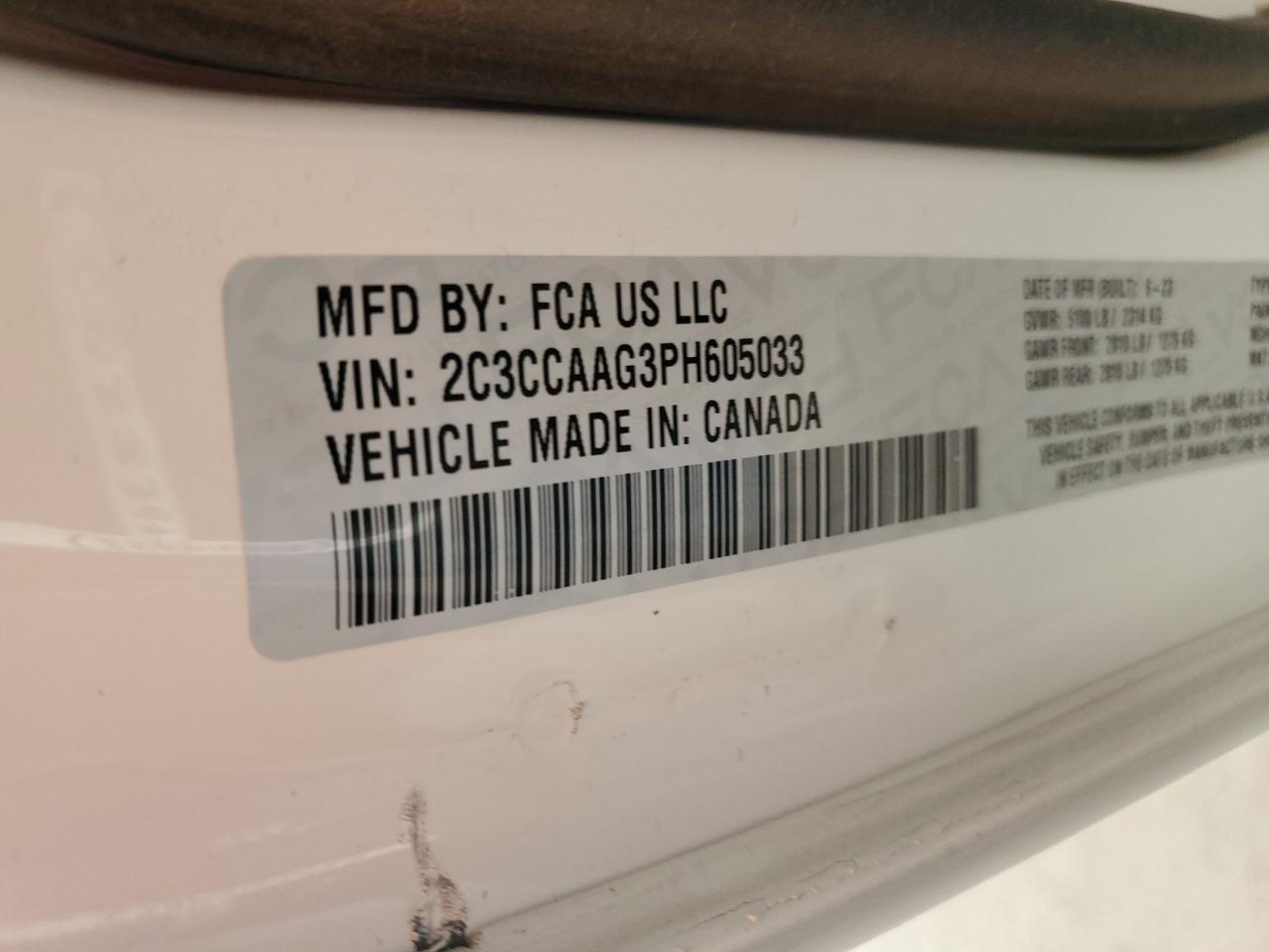 2023 Chrysler 300 Touring VIN: 2C3CCAAG3PH605033 Lot: 64854285