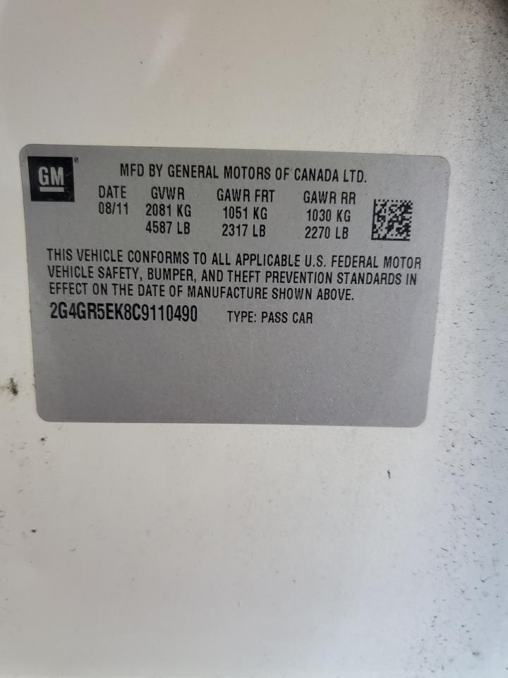 2012 Buick Regal VIN: 2G4GR5EK8C9110490 Lot: 65375225