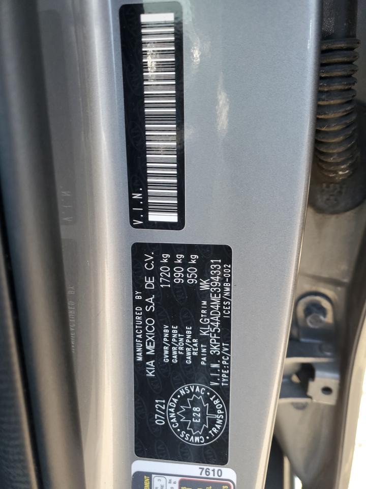 2021 Kia Forte Ex VIN: 3KPF54AD4ME394331 Lot: 64776665