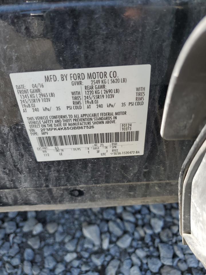 2016 Ford Edge Titanium VIN: 2FMPK4K85GBB67526 Lot: 66640345