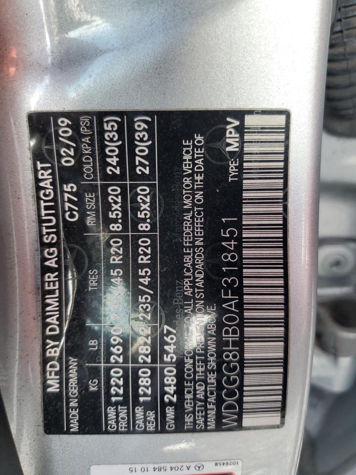 2010 Mercedes-Benz Glk 350 4Matic VIN: WDCGG8HB0AF318451 Lot: 63272825