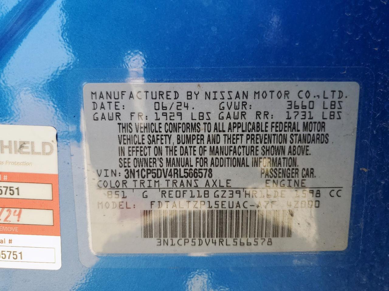 2024 Nissan Kicks Sr VIN: 3N1CP5DV4RL566578 Lot: 63191315