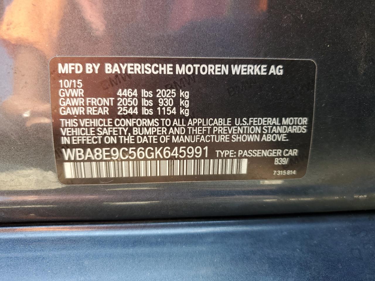 2016 BMW 328 I Sulev VIN: WBA8E9C56GK645991 Lot: 63790635