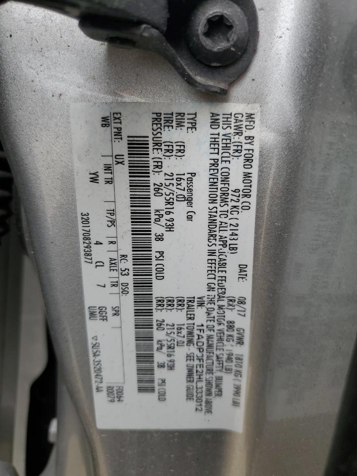 2017 Ford Focus Se VIN: 1FADP3FE2HL333012 Lot: 64668145