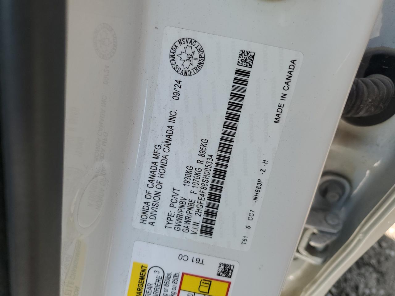 2025 Honda Civic Sport VIN: 2HGFE4F88SH005334 Lot: 62899435