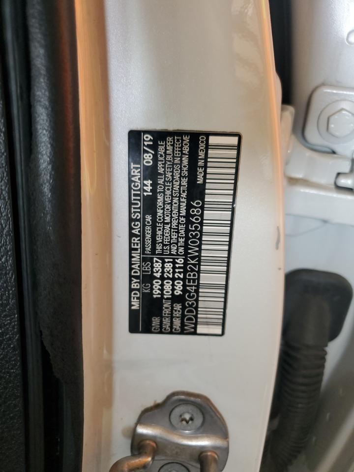 2019 Mercedes-Benz A 220 VIN: WDD3G4EB2KW035686 Lot: 67004595