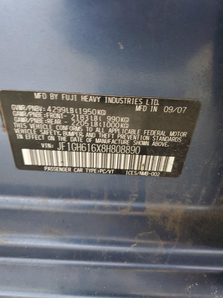 2008 Subaru Impreza 2.5I VIN: JF1GH616X8H808890 Lot: 64424825