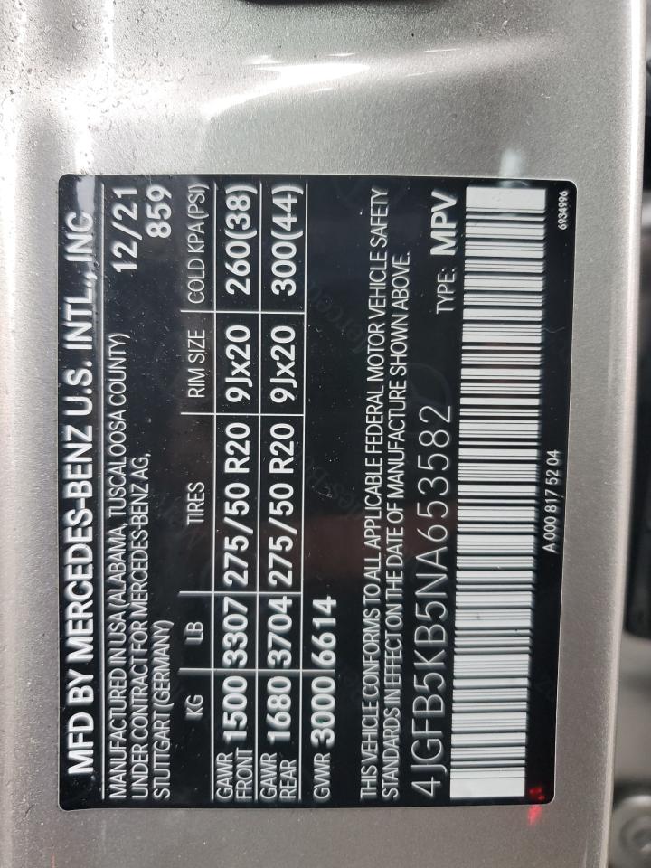 2022 Mercedes-Benz Gle 450 4Matic VIN: 4JGFB5KB5NA653582 Lot: 64324495