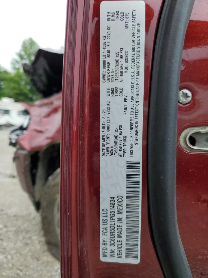 2023 Ram 2500 Big Horn VIN: 3C6UR5DL1PG514834 Lot: 64590205