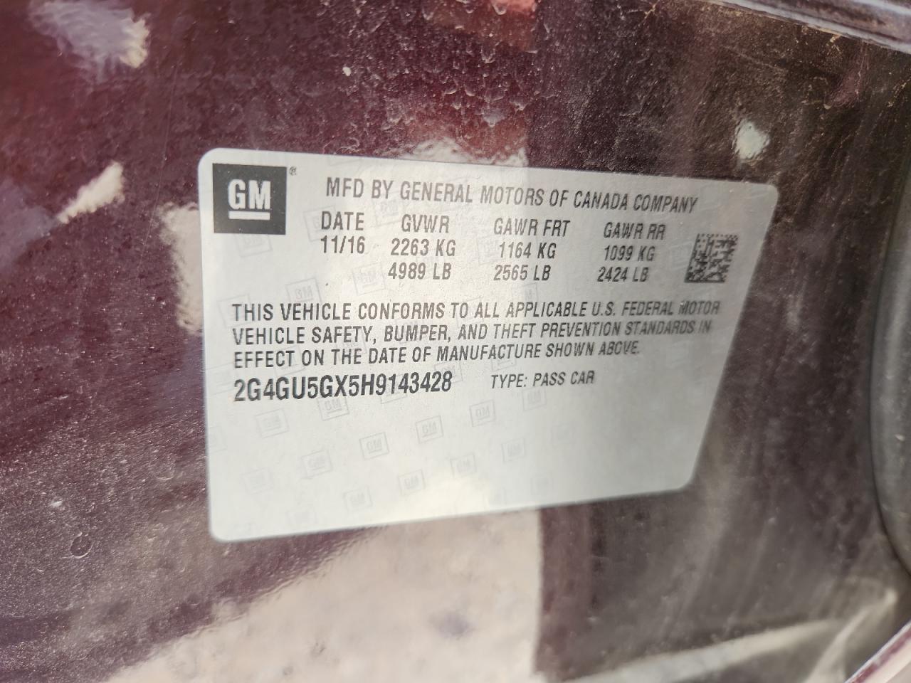 2017 Buick Regal Gs VIN: 2G4GU5GX5H9143428 Lot: 64487585