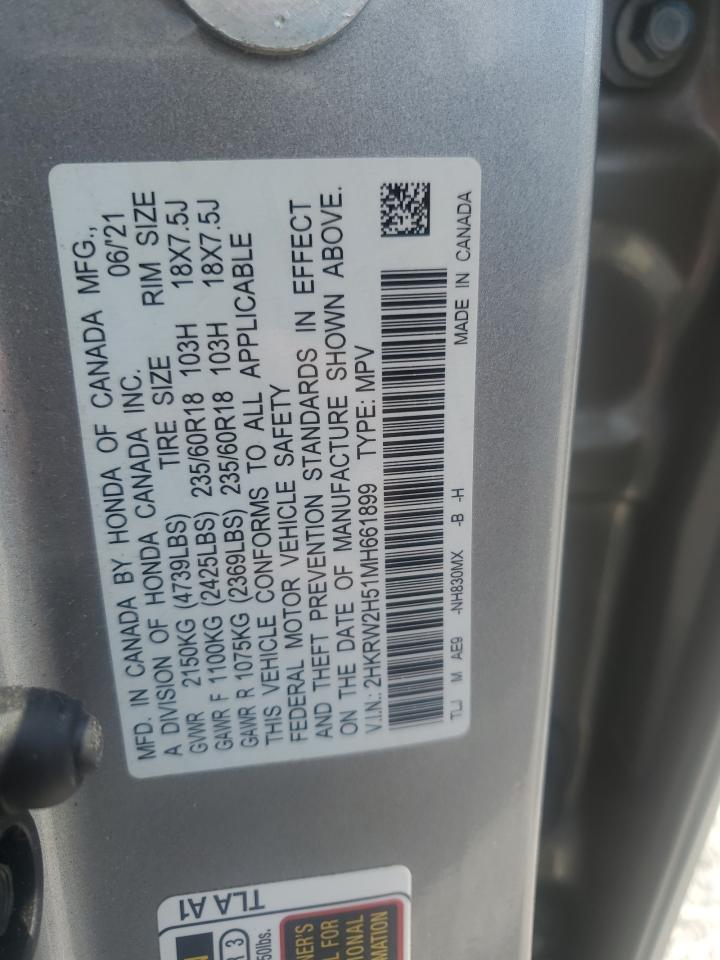 2021 Honda Cr-V Ex VIN: 2HKRW2H51MH661899 Lot: 63118955