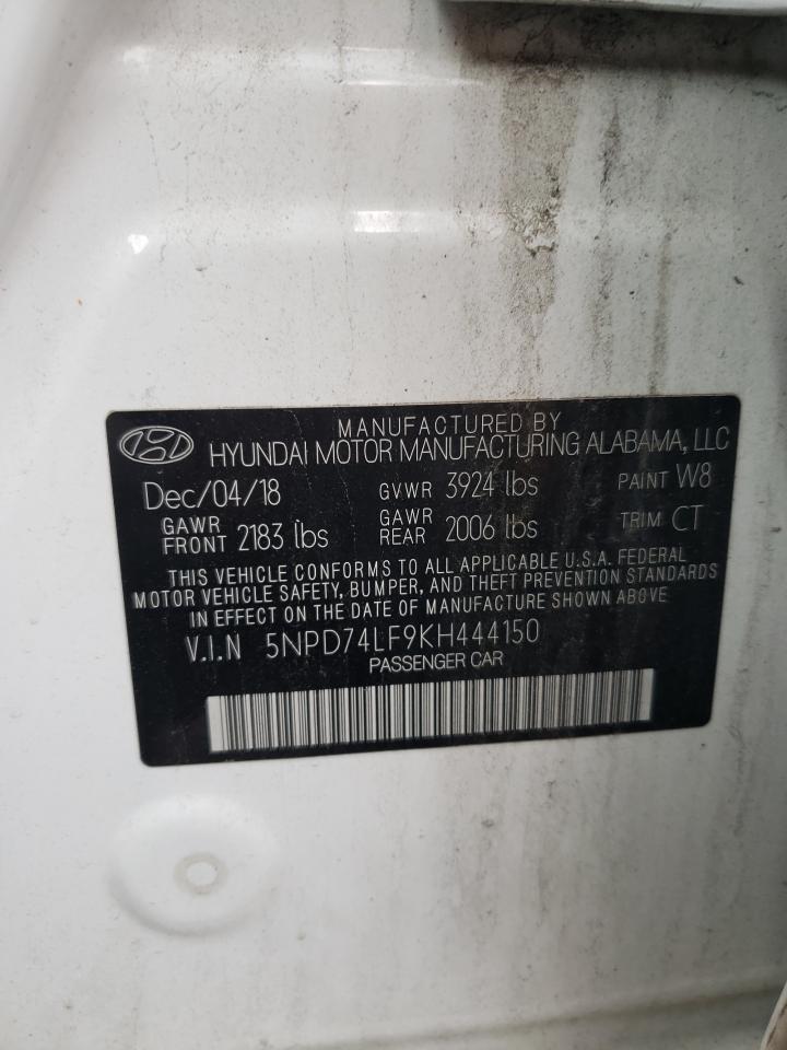2019 Hyundai Elantra Se VIN: 5NPD74LF9KH444150 Lot: 65036225