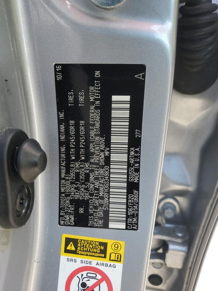 2016 Toyota Highlander Le VIN: 5TDBKRFH3GS349830 Lot: 65451025