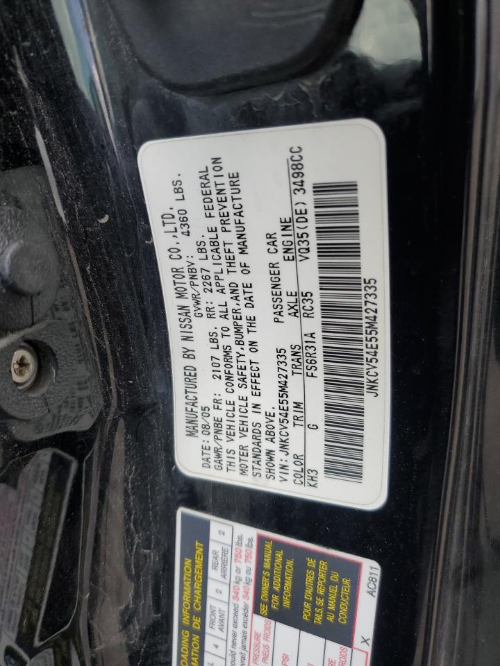 2005 Infiniti G35 VIN: JNKCV54E55M427335 Lot: 64607165