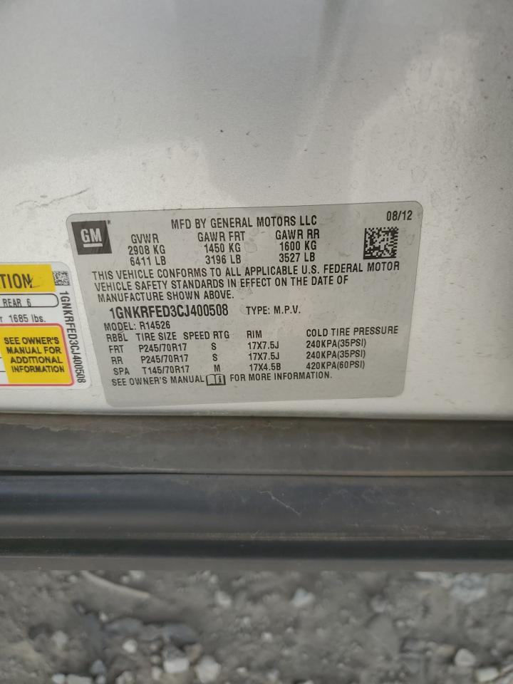 2012 Chevrolet Traverse Ls VIN: 1GNKRFED3CJ400508 Lot: 64611055