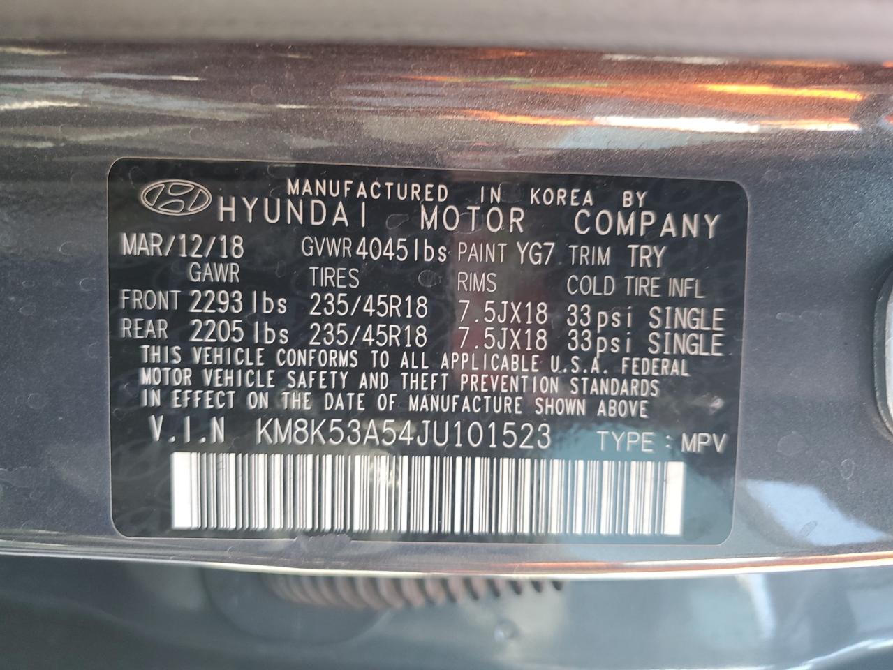 2018 Hyundai Kona Ultimate VIN: KM8K53A54JU101523 Lot: 65590725