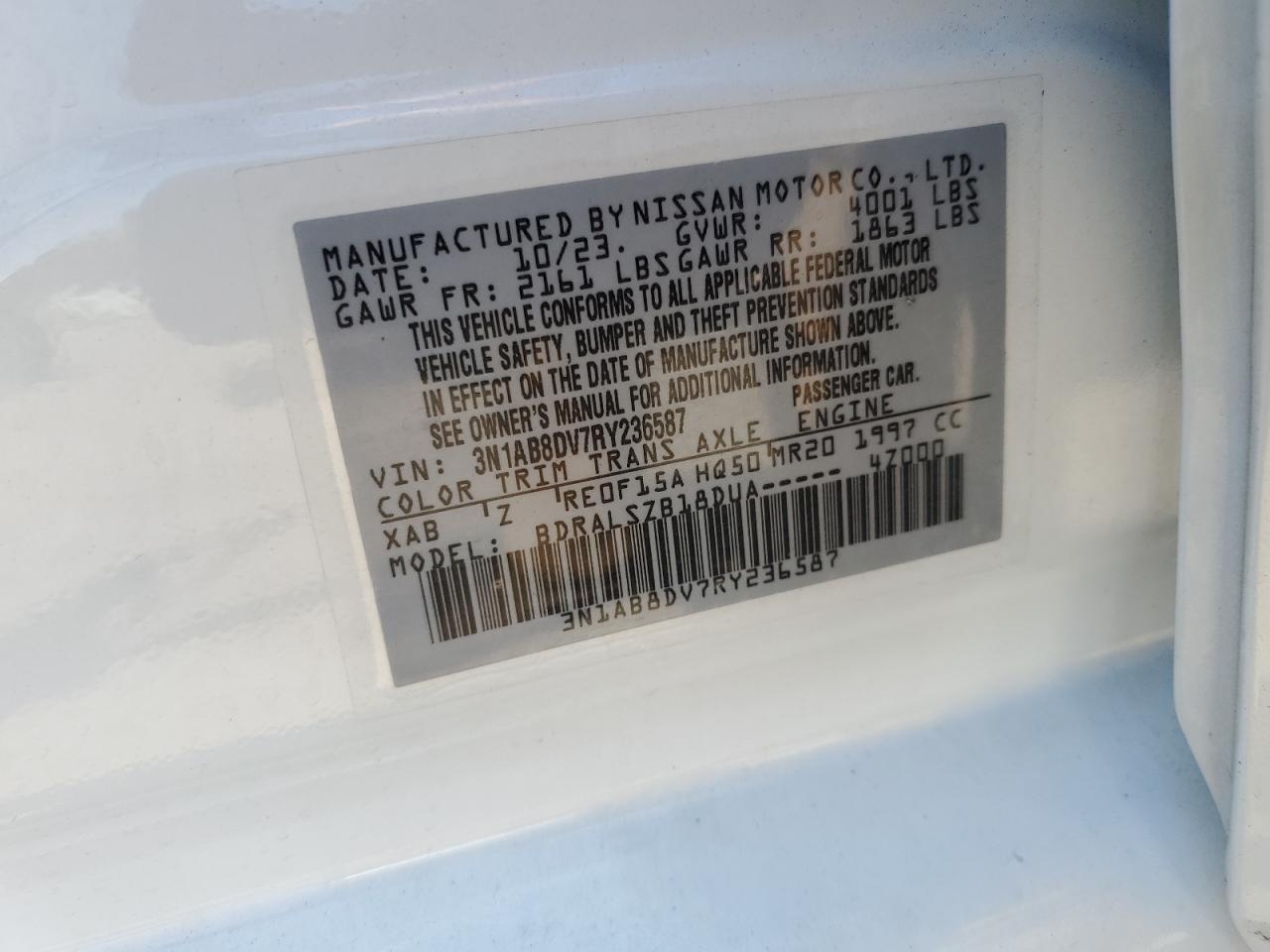 2024 Nissan Sentra Sr VIN: 3N1AB8DV7RY236587 Lot: 63061865