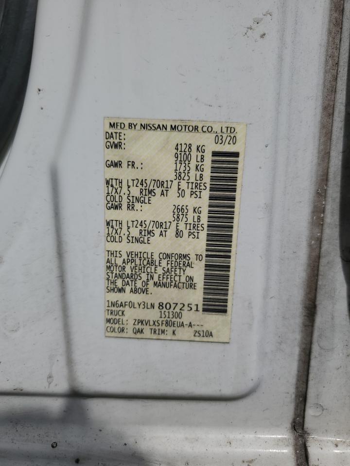 1n6af0ly3ln807251 1N6AF0LY3LN807251 2020 Nissan Nv 2500 Sv