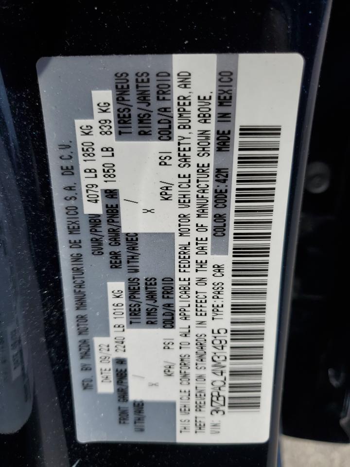2022 Mazda 3 Preferred VIN: 3MZBPACL4NM314915 Lot: 64549615