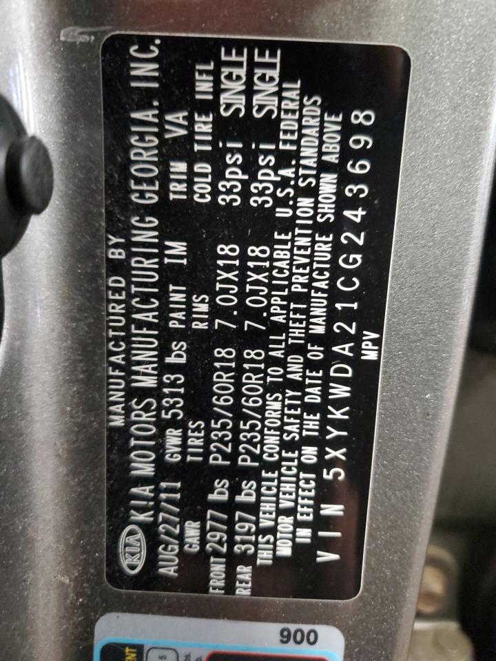 2012 Kia Sorento Sx VIN: 5XYKWDA21CG243698 Lot: 65516165