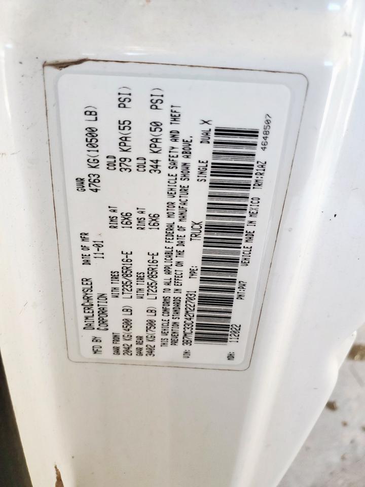 2002 Dodge Ram 3500 VIN: 3B7MC33C42M227031 Lot: 63870465