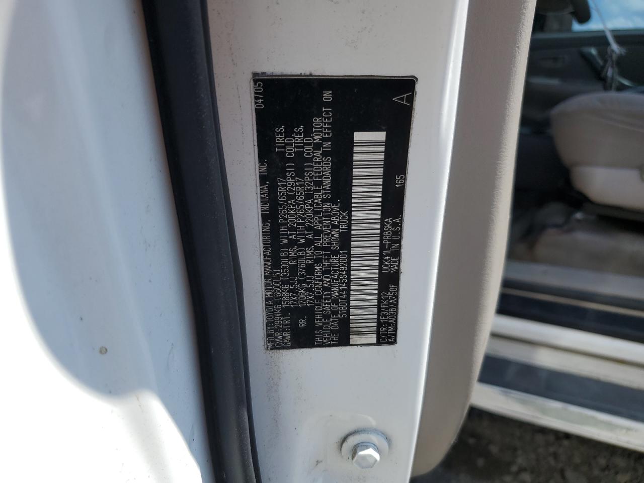 2005 Toyota Tundra Double Cab Sr5 VIN: 5TBDT44145S470421 Lot: 65425405