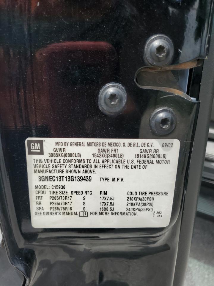 3gnec13t13g139439 3GNEC13T13G139439 2003 Chevrolet Avalanche C1500