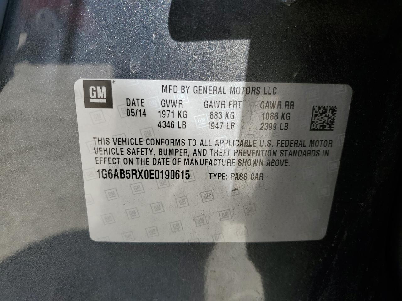 2014 Cadillac Ats Luxury VIN: 1G6AB5RX0E0190615 Lot: 65028315