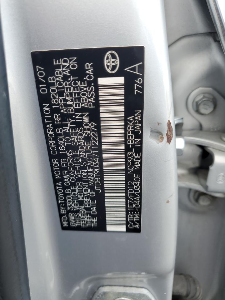 2007 Toyota Yaris VIN: JTDBT903471122279 Lot: 63436175