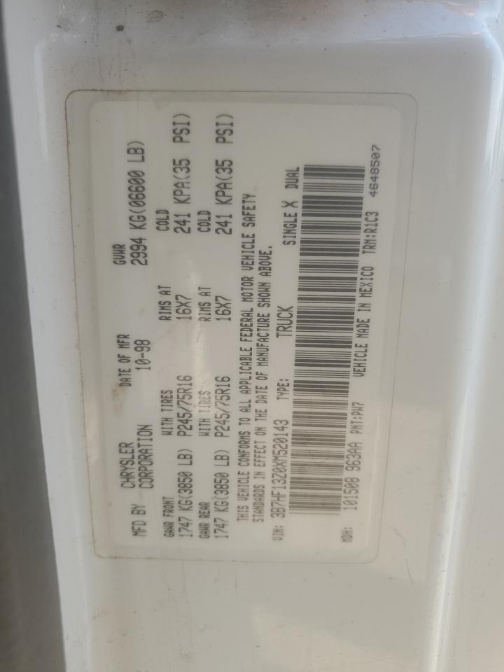 1999 Dodge Ram 1500 VIN: 3B7HF13Z0XM520143 Lot: 65256605