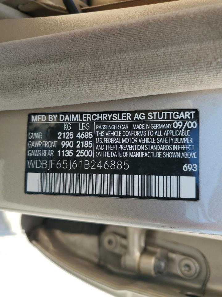 2001 Mercedes-Benz E 320 VIN: WDBJF65J61B246885 Lot: 66735805