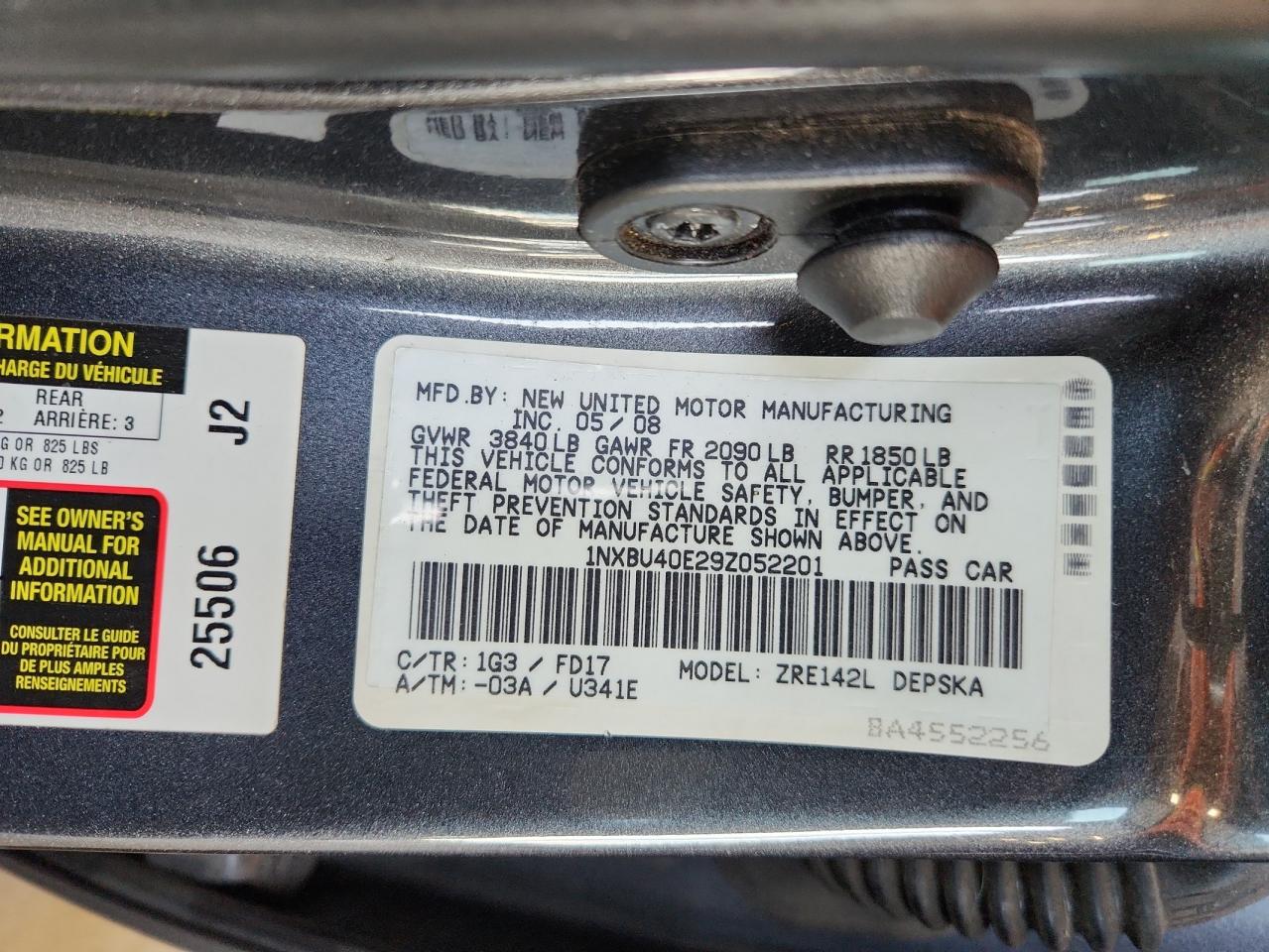 2009 Toyota Corolla Base VIN: 1NXBU40E29Z052201 Lot: 64860825