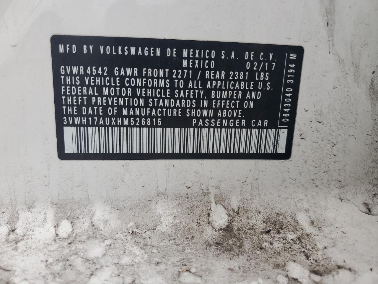 3vwh17auxhm526815 3VWH17AUXHM526815 2017 Volkswagen Golf Alltrack S