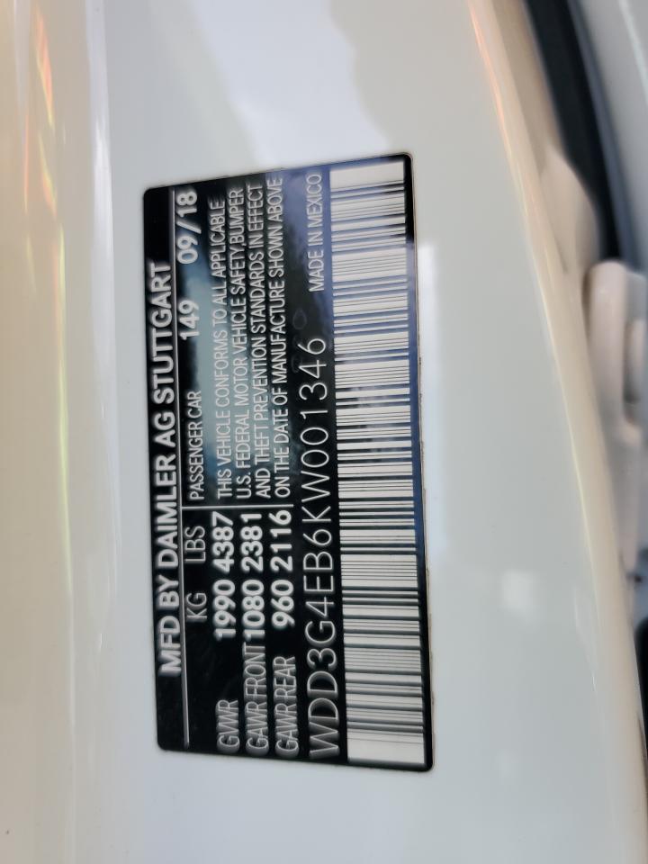 2019 Mercedes-Benz A 220 VIN: WDD3G4EB6KW001346 Lot: 64988385