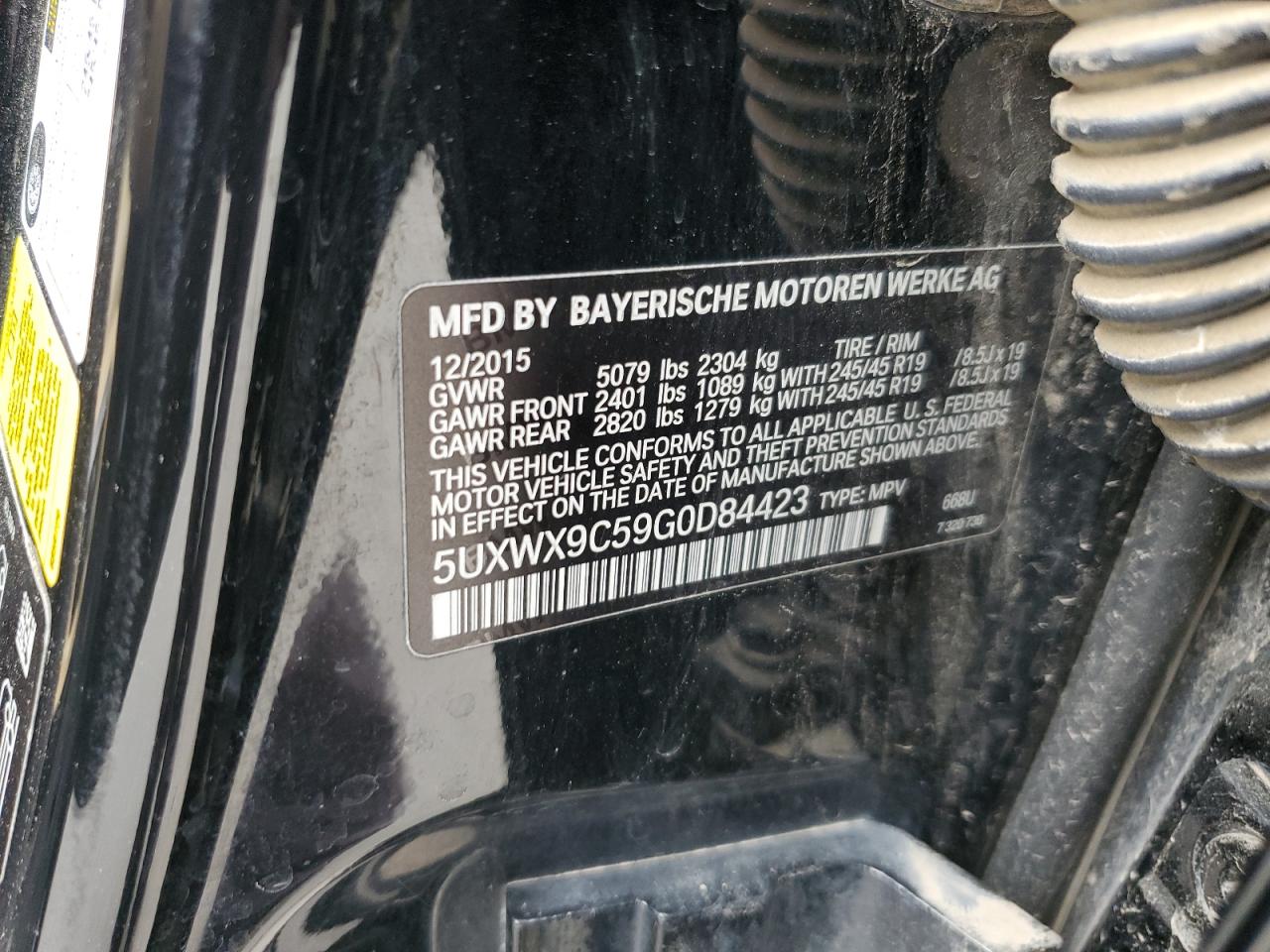 2016 BMW X3 xDrive28I VIN: 5UXWX9C59G0D84423 Lot: 63928695