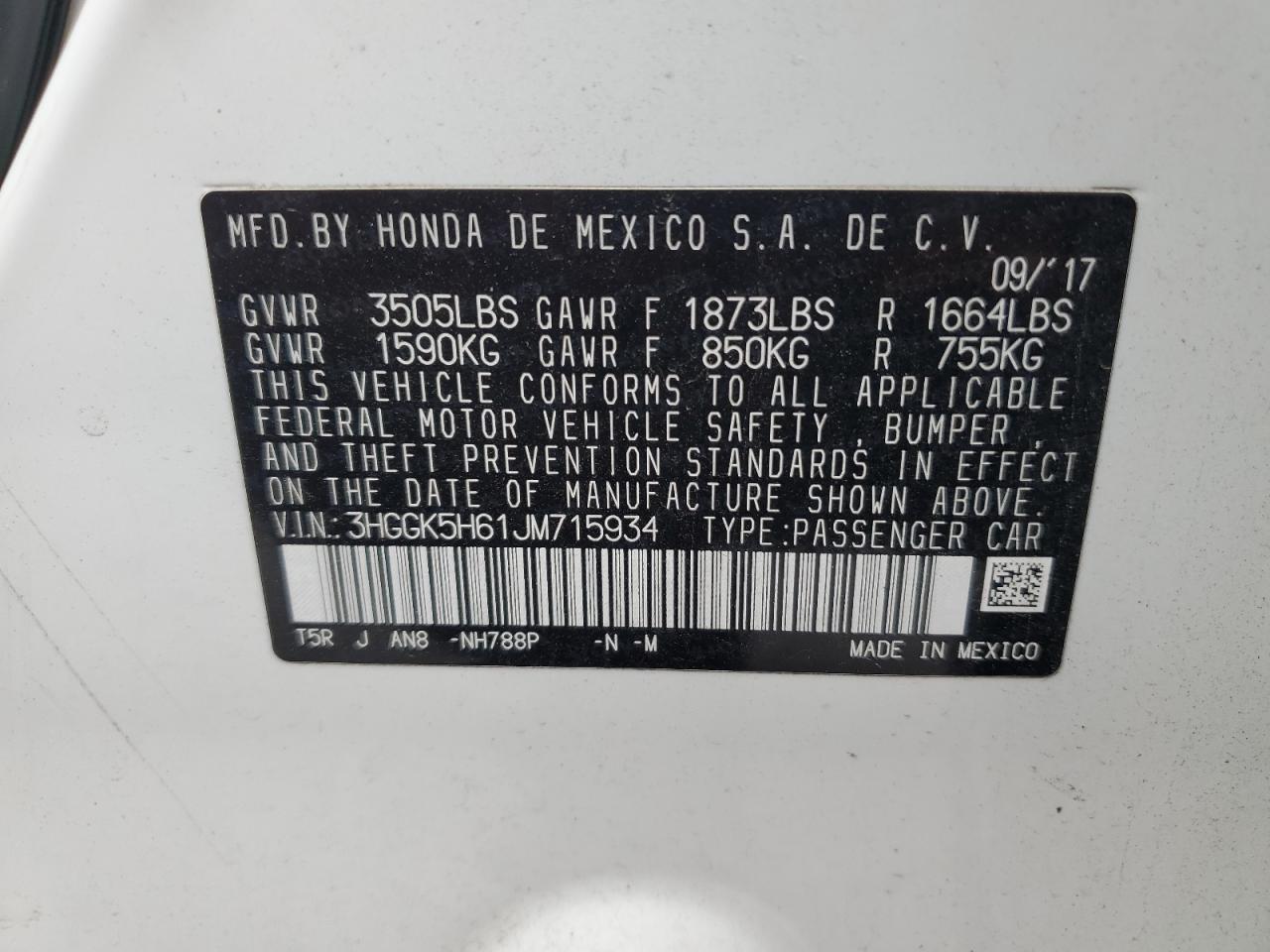 2018 Honda Fit Sport VIN: 3HGGK5H61JM715934 Lot: 63241525