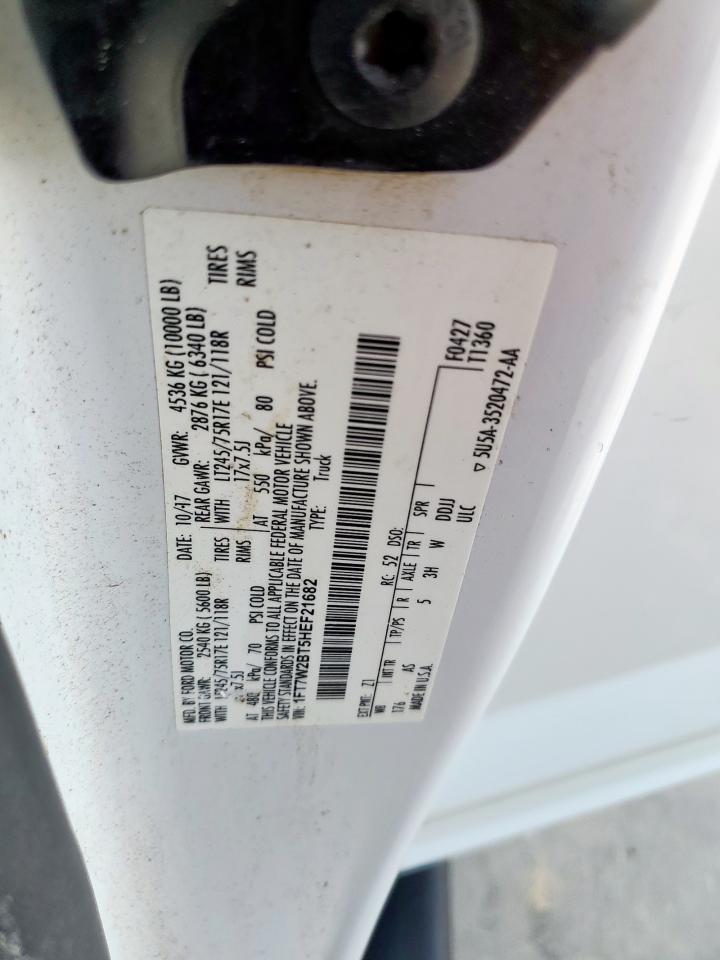 2017 Ford F250 Super Duty VIN: 1FT7W2BT5HEF21682 Lot: 65200985