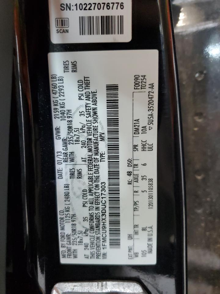 2013 Ford Escape Sel VIN: 1FMCU9HX3DUC17303 Lot: 65433985