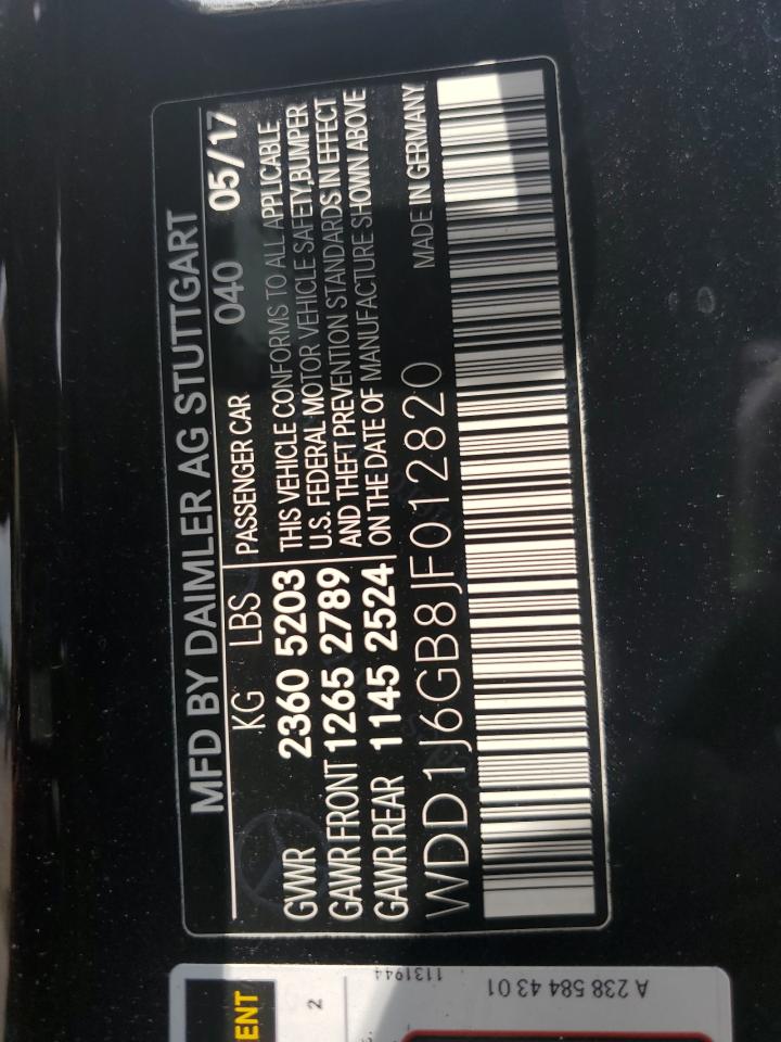 2018 Mercedes-Benz E 400 4Matic VIN: WDD1J6GB8JF012820 Lot: 63448235