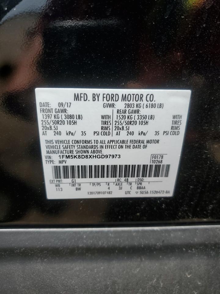 1FM5K8D8XHGD97973 2017 Ford Explorer Xlt