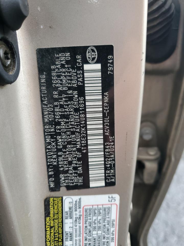 2004 Toyota Camry Le VIN: 4T1BE32K14U811696 Lot: 63989715